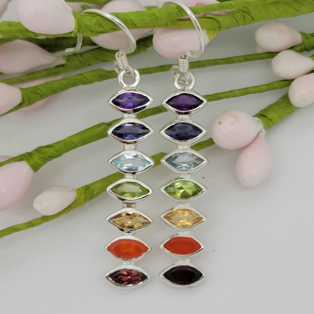 Chakra Genuine Gemstones Earrings